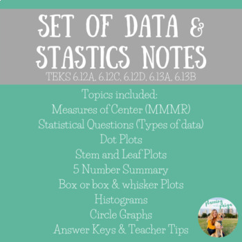 Preview of Set of Data & Statistics Notes (6th Grade)