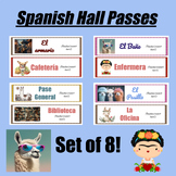 Set of Editable Spanish Classroom passes for hallway, bath