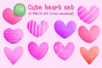 Preview of Set of cute heart clipart