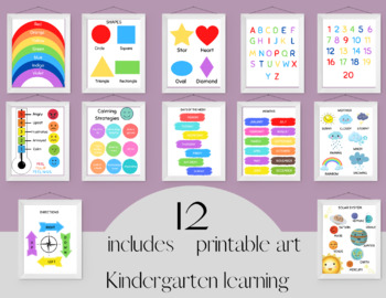 Preview of Set of educational posters- Set of 12 learning posters- Kindergarten learning