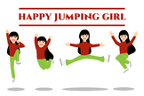 Set of happy jumping girl clipart