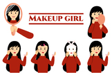 Set of makeup girl clipart