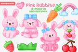 Set of watercolor cute rabbit bunny clipart