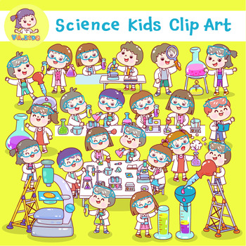 Preview of Set science kids clip art.