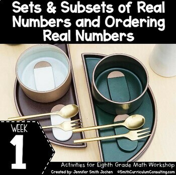 Preview of Sets and Subsets Real Numbers Ordering Real Numbers 8th Grade Math Stations Now®