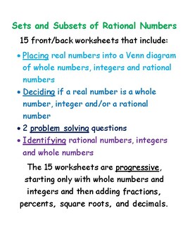 Sets and Subsets of Rational Numbers by Out of My Mind Math | TpT