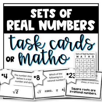 Preview of Sets of Real Numbers Task Cards and Math Bingo