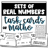 Sets of Real Numbers Task Cards and Math Bingo