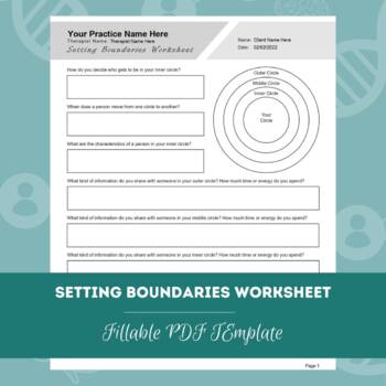 Preview of Setting Boundaries Worksheets | Editable / Fillable / Printable PDF