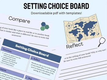 Preview of Setting Reading Choice Board Activity ELA