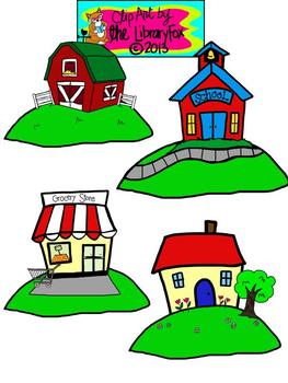 Setting Clip Art Set with Blacklines for Personal or Commercial Use