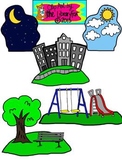 Setting Clip Art Set with Blacklines for Personal or Comme