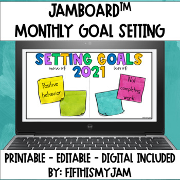 Preview of Setting Goals Monthly Google Slide and Jamboard™ Templates and Printables