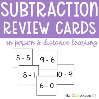 Preview of FREEBIE Subtraction Cards | In Person & Distance Learning