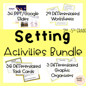Preview of Setting PPT Lesson, Differentiated Worksheets & Task Cards & Graphic Organizers