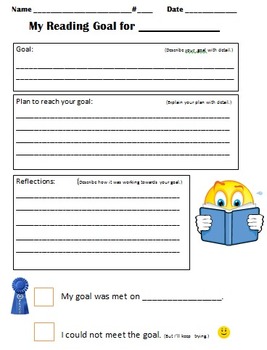 Setting Reading Goals - Student Sheet by Coleen Mason | TpT