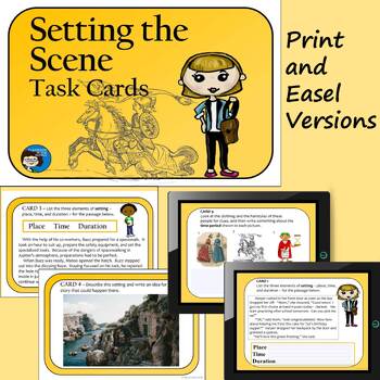 Preview of Setting - Story Elements Task Cards - Print and Easel Versions