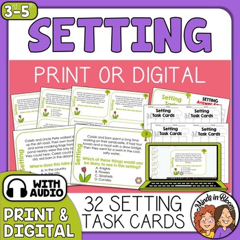 Preview of Setting Task Cards for Making Inferences Print or Digital with Audio Support