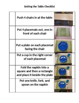 Preview of Setting the table visual checklist