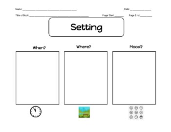 Preview of Settings Graphic Organizer w/ Reading Log