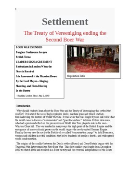 Preview of Settlement: The Treaty of Vereeniging ending the 2nd Boer War