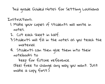 Preview of Settling Louisiana Guided Notes