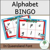 Alphabet & Initial Letter Sound BINGO in QLD Font