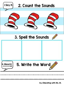 Seuss/Read Across America Themed Orthographic Mapping Spelling/Reading ...