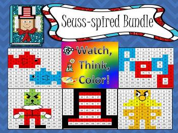 Preview of Seuss-spired Bundle Watch, Think, Color Games