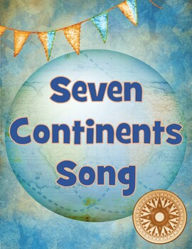 Preview of Seven - 7 - Continents Song with Color and Black & White World Maps and Lyrics