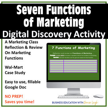 Preview of Seven (7) Functions Marketing Case Study | Marketing Class Digital Activity