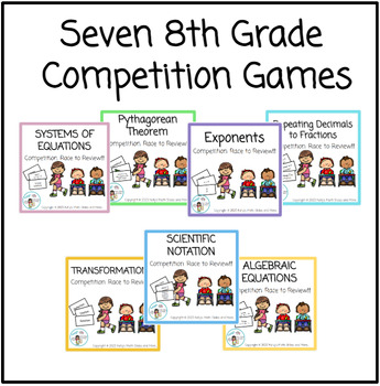 Preview of Seven 8th Grade Entire Year Math Competition Games