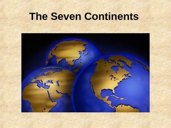 Preview of Seven Continents Powerpoint Presentation w/ Quiz