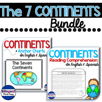 Preview of Seven Continents Reading Comprehension & Anchor Charts Bundle English & Spanish