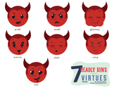 Seven Deadly Sins and Seven Virtues Smileys Clip Art Set