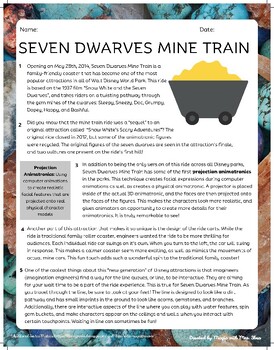 Preview of Seven Dwarves Mine Train Attraction (Walt Disney World) Reading Comprehension