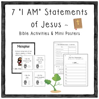Preview of Seven "I AM" Statements of Jesus - Activities and Mini Posters