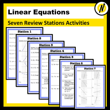 Preview of Seven Linear Equations Review Stations Activity