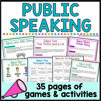 Preview of Seven Public Speaking Games Teambuilding Speech Activities