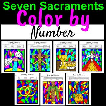 Preview of Seven Sacraments of the Catholic Church Color by Number