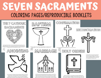 Preview of Seven Sacraments of the Catholic Church Coloring Pages Booklet