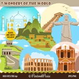 Seven Wonders of the World clipart, New Seven wonders, 7 w