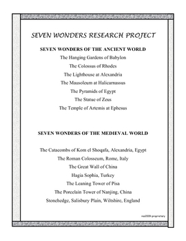 Preview of Seven Wonders of the World research project
