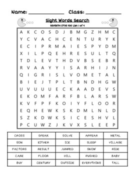 Preview of Seventh (7th) 100 - 4 Frequency Sight Words Printable Word Searches w/ Keys