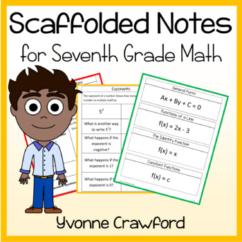 Preview of Seventh Grade Math Scaffolded Notes | Guided Notes | Math Facts Fluency
