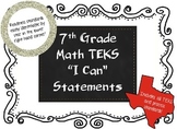 Seventh Grade Math TEKS "I Can" Statements