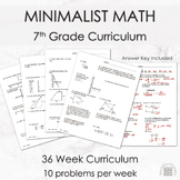 Seventh Grade Minimalist Math Curriculum