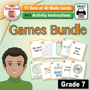 Preview of 7th Grade Number Sense 17 Math Card Games Bundle | SPED - Subs - Intervention