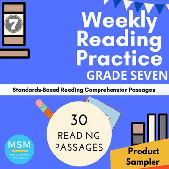 Preview of Seventh Grade Reading Comprehension Practice Grade 7 (Product Sampler)