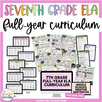 Preview of Seventh Grade Reading Writing Grammar Full Year ELA Curriculum Mentor Text Units